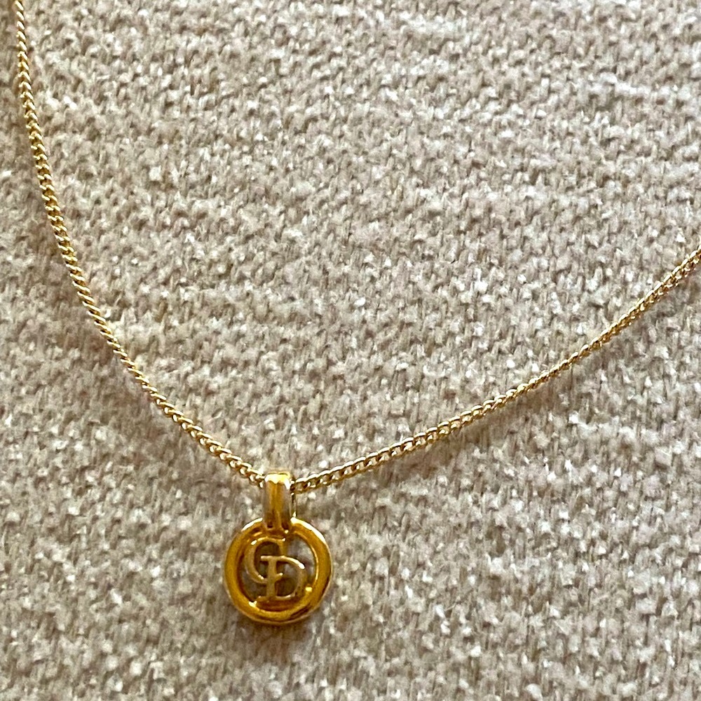 Christian Dior Gold Pendant CD Necklace - Picture 2 of 5